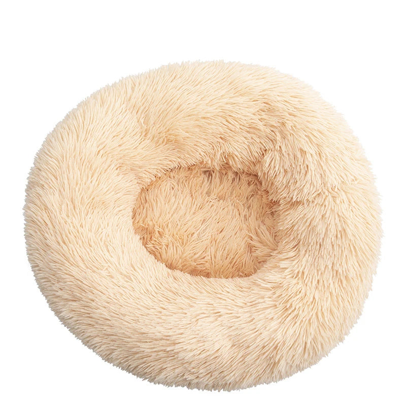 Calming Donut Dog Bed — Plush Faux Fur Crate Bed for Anxiety Relief
