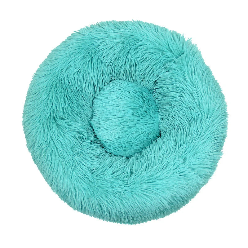 Calming Donut Dog Bed — Plush Faux Fur Crate Bed for Anxiety Relief