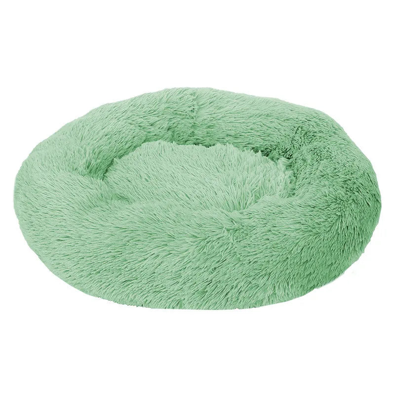 Calming Donut Dog Bed — Plush Faux Fur Crate Bed for Anxiety Relief