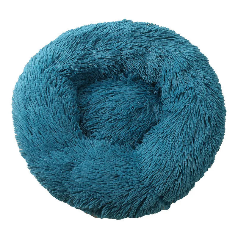 Calming Donut Dog Bed — Plush Faux Fur Crate Bed for Anxiety Relief