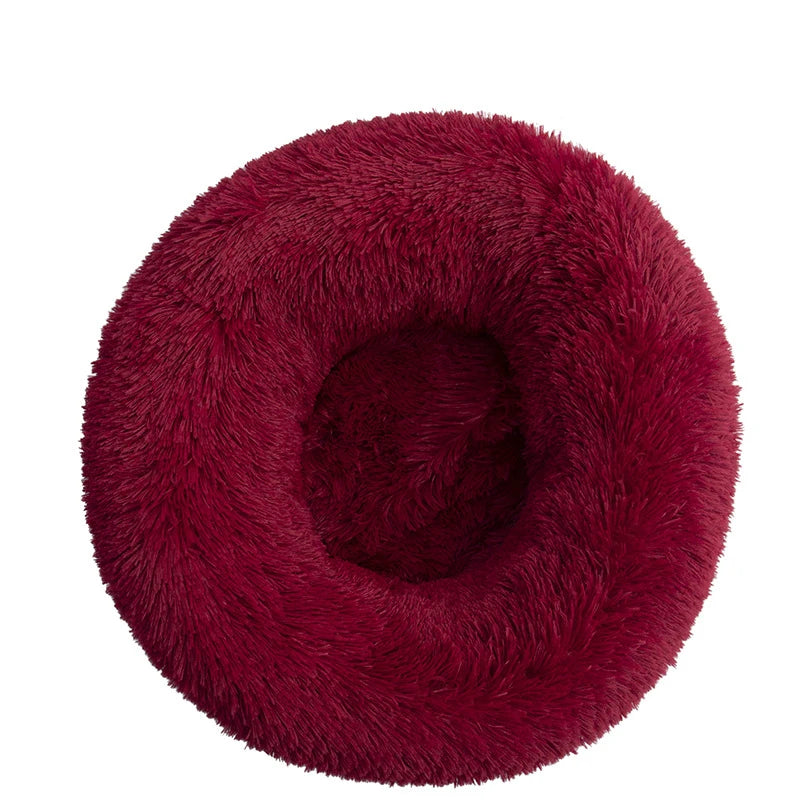 Calming Donut Dog Bed — Plush Faux Fur Crate Bed for Anxiety Relief