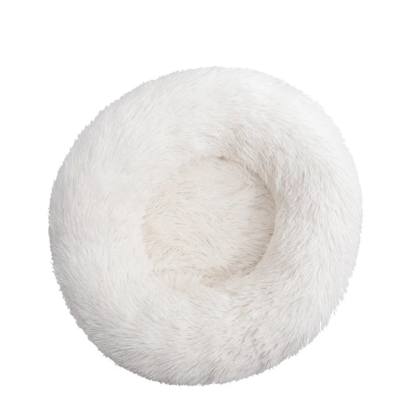 Calming Donut Dog Bed — Plush Faux Fur Crate Bed for Anxiety Relief