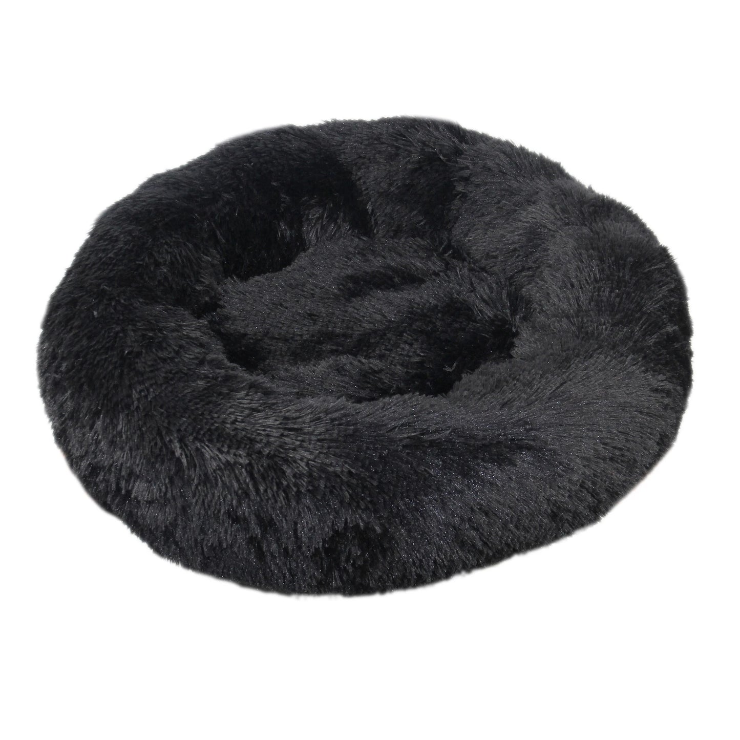 Calming Donut Dog Bed — Plush Faux Fur Crate Bed for Anxiety Relief