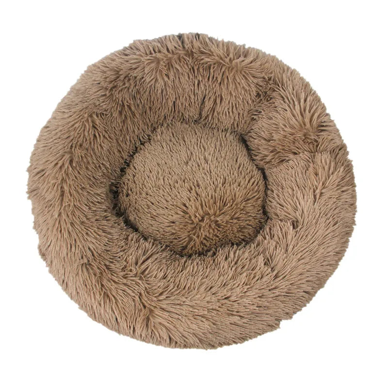 Calming Donut Dog Bed — Plush Faux Fur Crate Bed for Anxiety Relief