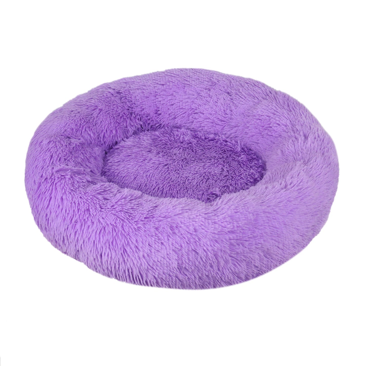 Calming Donut Dog Bed — Plush Faux Fur Crate Bed for Anxiety Relief