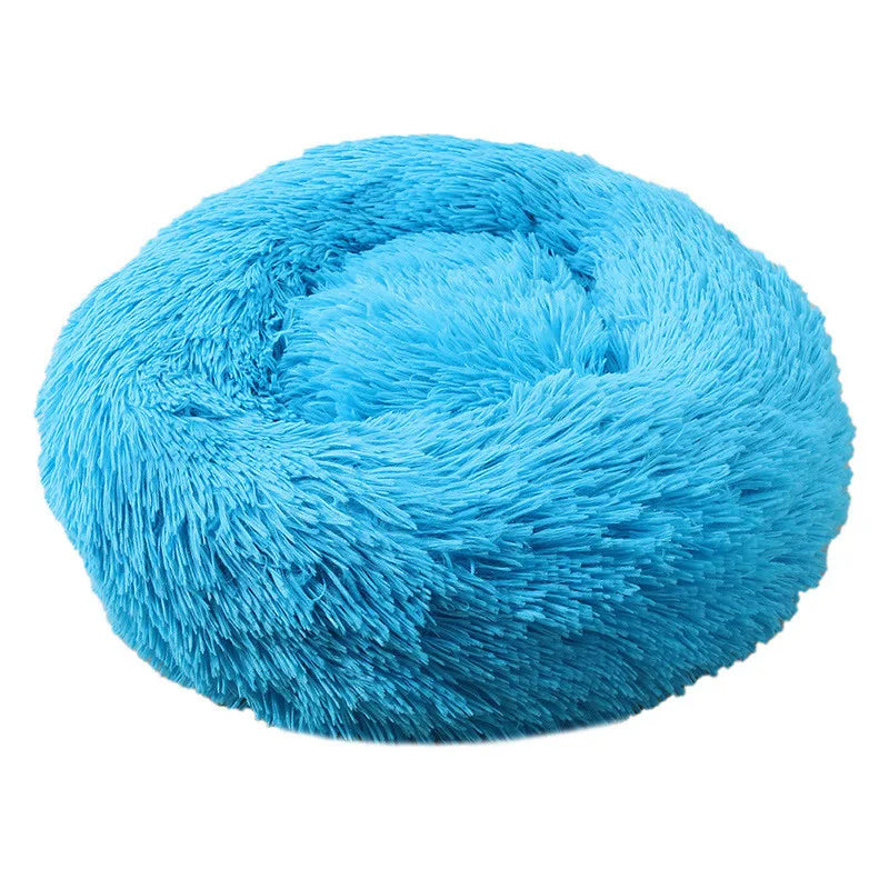 Calming Donut Dog Bed — Plush Faux Fur Crate Bed for Anxiety Relief
