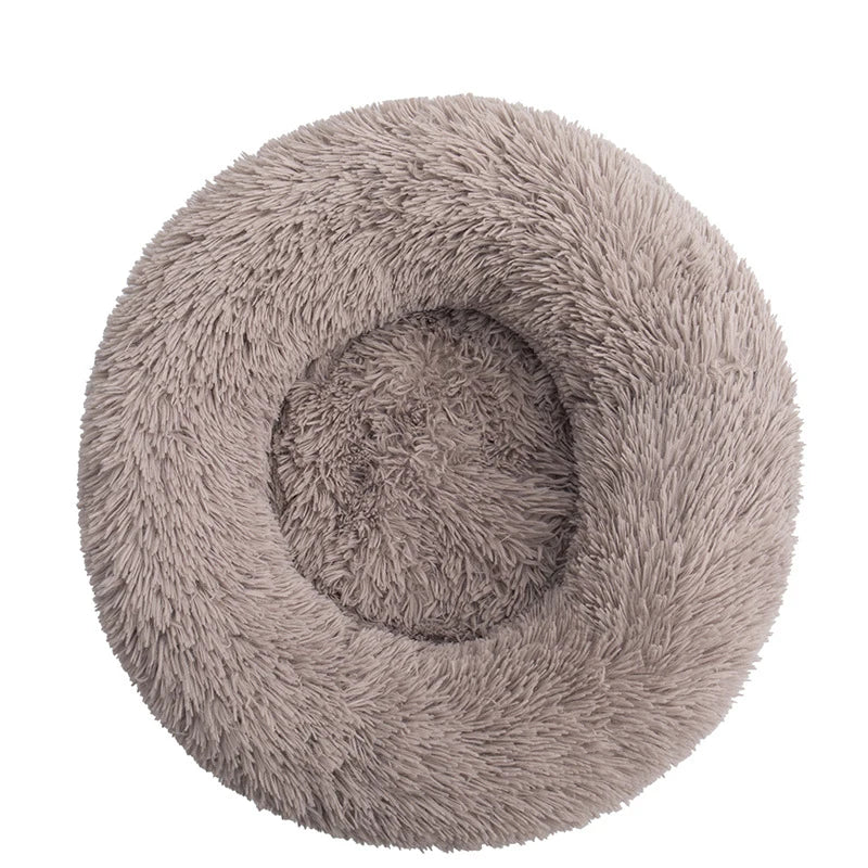 Calming Donut Dog Bed — Plush Faux Fur Crate Bed for Anxiety Relief