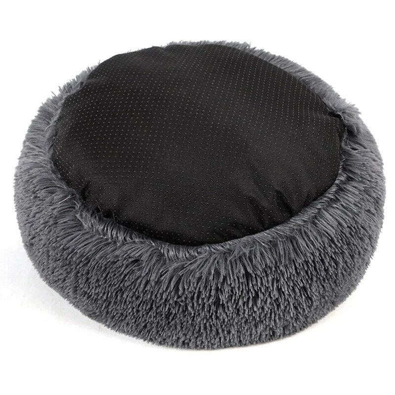 Calming Donut Dog Bed — Plush Faux Fur Crate Bed for Anxiety Relief