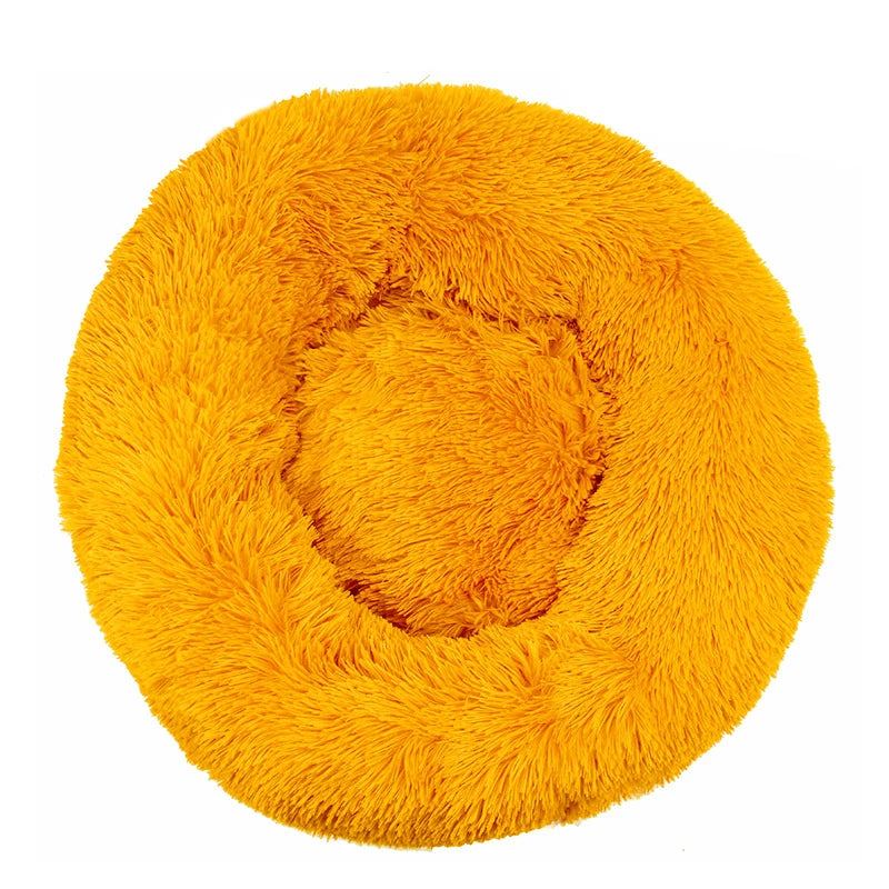 Calming Donut Dog Bed — Plush Faux Fur Crate Bed for Anxiety Relief